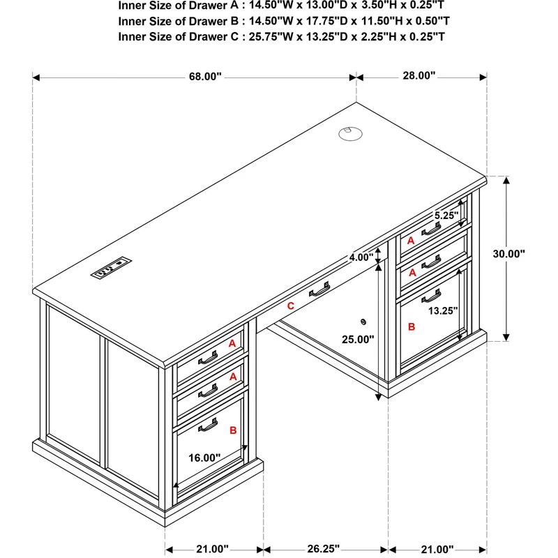 Coaster Furniture Altidore 800796 68-inch 7-drawer Executive Home Office Desk - Distressed White