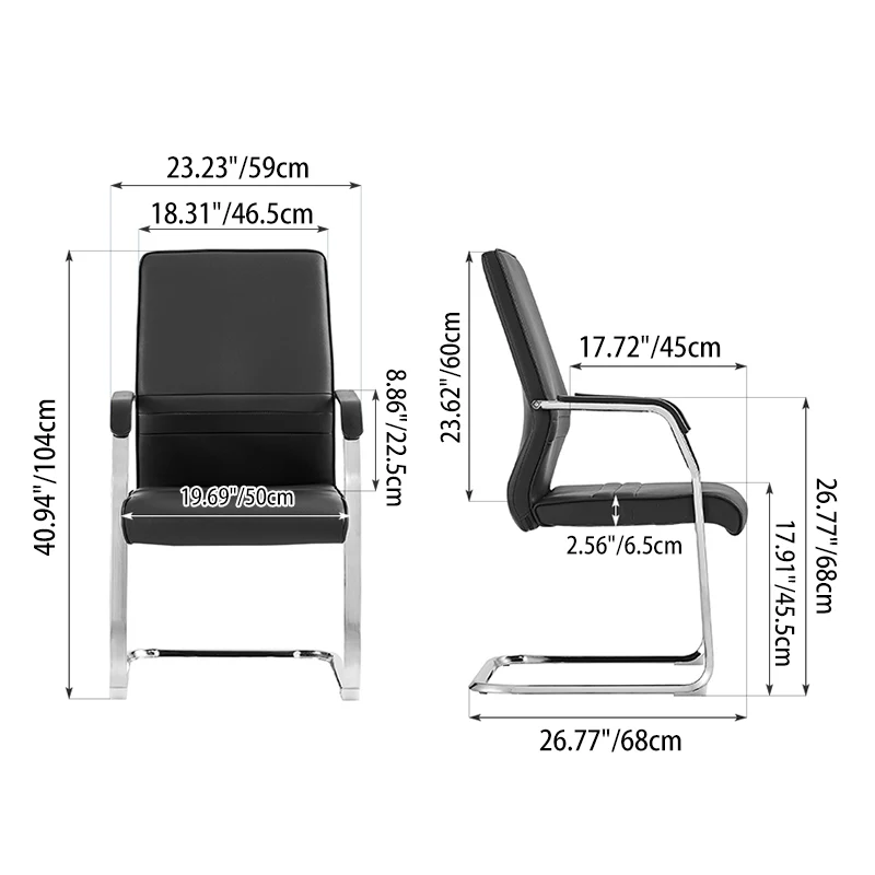 Modern Minimalist Leather Plywood Metal Conference Chair Ergonomic Guest Desk Chair Sled Base Executive Meeting Chair For Office Reception Set Of 4