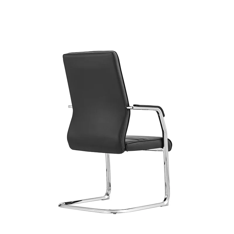Modern Minimalist Leather Plywood Metal Conference Chair Ergonomic Guest Desk Chair Sled Base Executive Meeting Chair For Office Reception Set Of 4