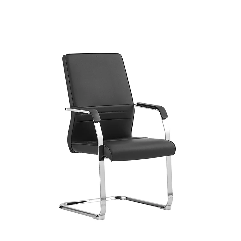 Modern Minimalist Leather Plywood Metal Conference Chair Ergonomic Guest Desk Chair Sled Base Executive Meeting Chair For Office Reception Set Of 4