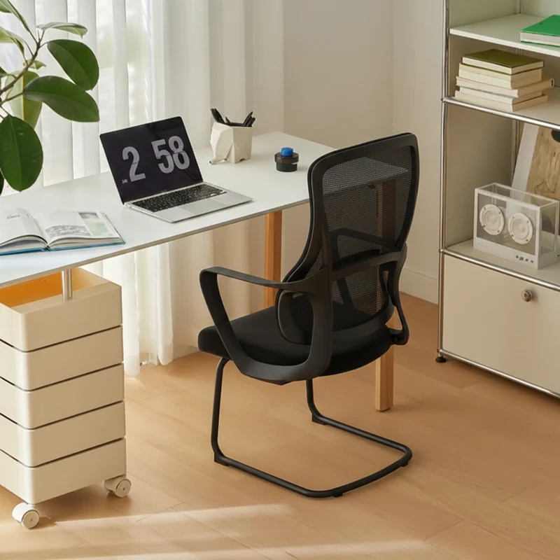 Stylish Black Mesh Executive Desk Chair - Minimalist High-End Visitor Chair With Memory Foam Seat & Steel Frame For Home Office