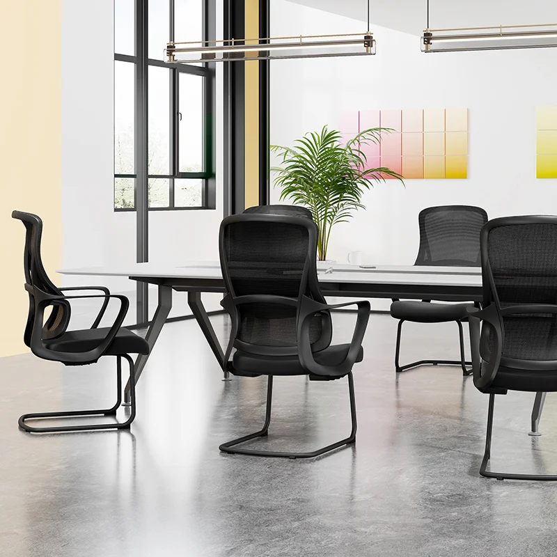 Stylish Black Mesh Executive Desk Chair - Minimalist High-End Visitor Chair With Memory Foam Seat & Steel Frame For Home Office