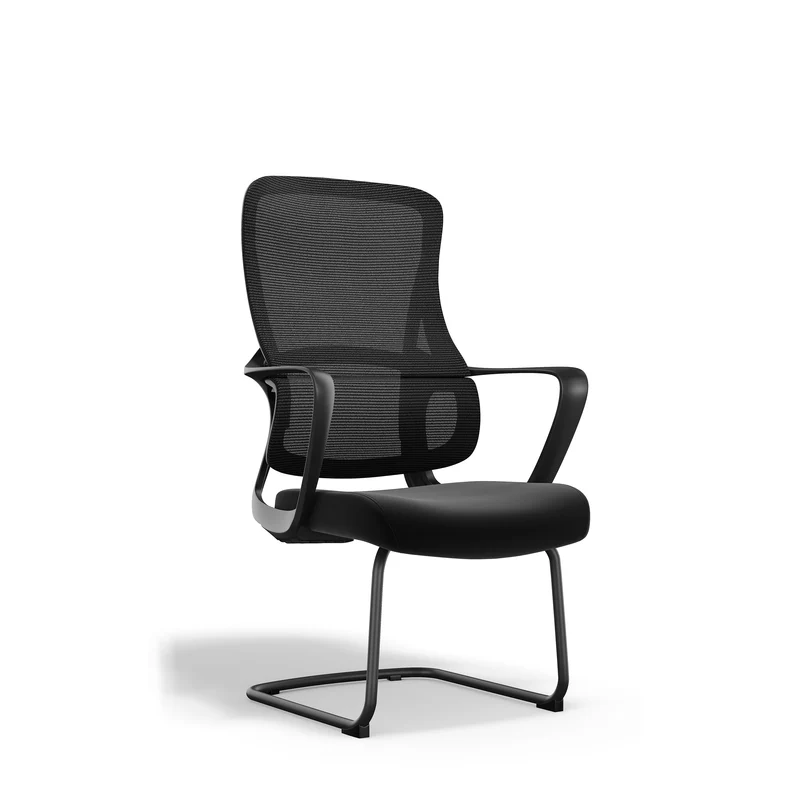 Stylish Black Mesh Executive Desk Chair - Minimalist High-End Visitor Chair With Memory Foam Seat & Steel Frame For Home Office
