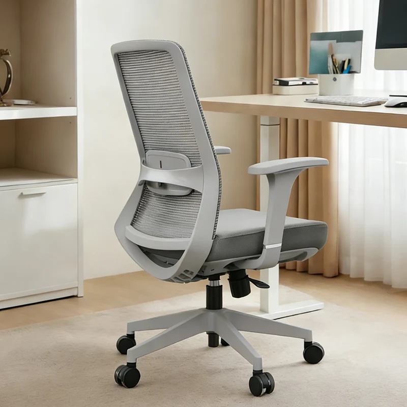Ergonomic Mid-Back Desk Chair - Minimalist Office Chair With Adjustable Lumbar Support & Memory Sponge Seat For Home Office