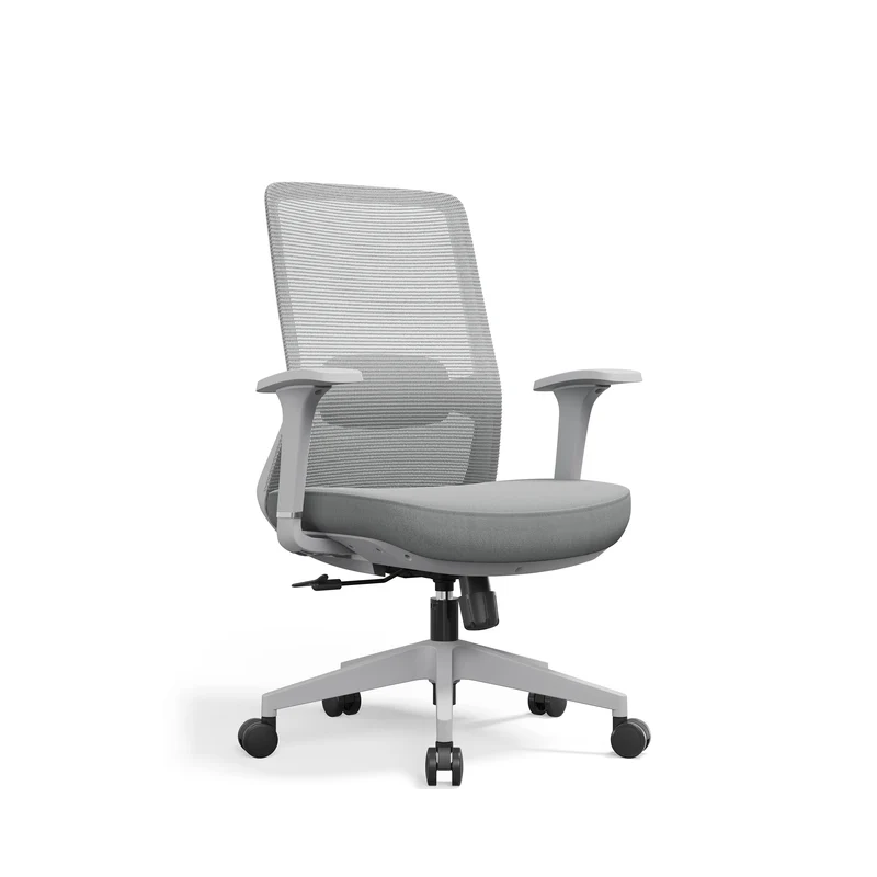 Ergonomic Mid-Back Desk Chair - Minimalist Office Chair With Adjustable Lumbar Support & Memory Sponge Seat For Home Office