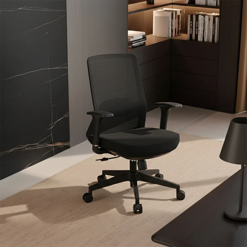 Adjustable Lumbar Support Ergonomic Mid-Back Desk Chair - Minimalist Memory Sponge Seat & BIFMA-Approved Casters For Home Office