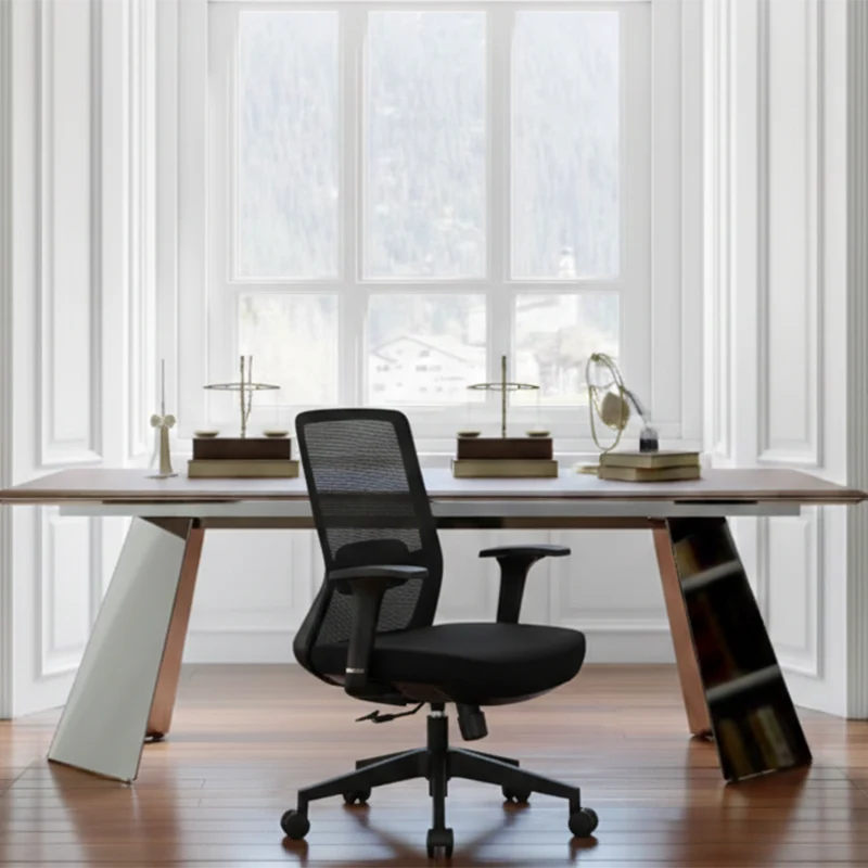 Adjustable Lumbar Support Ergonomic Mid-Back Desk Chair - Minimalist Memory Sponge Seat & BIFMA-Approved Casters For Home Office