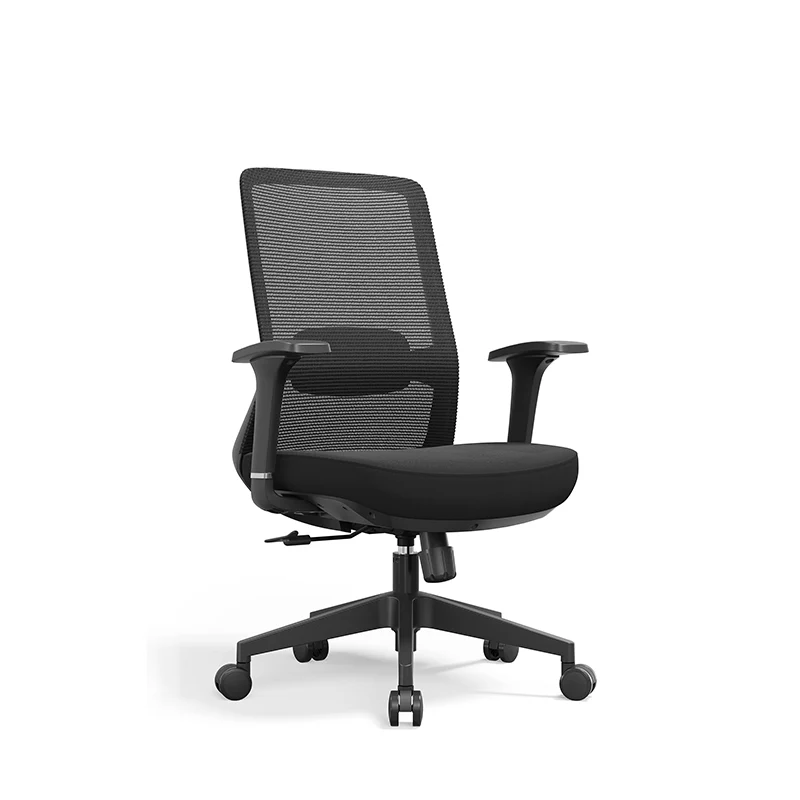 Adjustable Lumbar Support Ergonomic Mid-Back Desk Chair - Minimalist Memory Sponge Seat & BIFMA-Approved Casters For Home Office