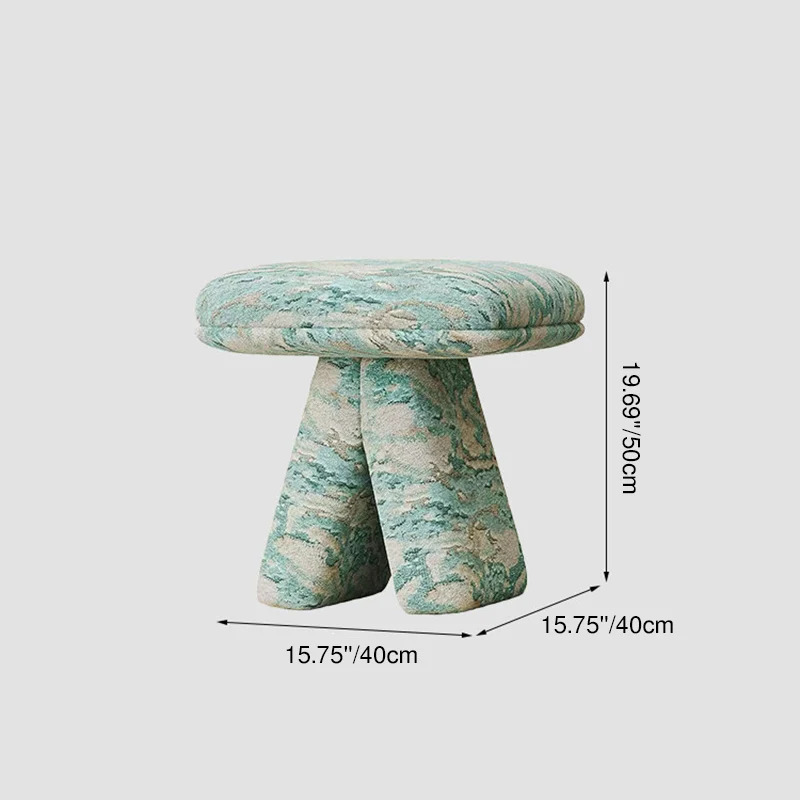 Contemporary Scandinavian Plywood Chenille Cotton Linen Velvet Square Top Triangular Vanity Stool Backless Armless For Bedroom