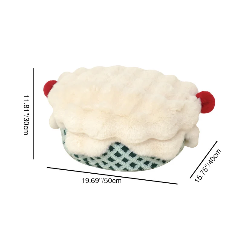 Contemporary Nordic Sherpa Fabric Faux Rabbit Fur EPP Cartoon Cake Removable & Washable Design Low Stool Backless Armless For Living Room & Bedroom