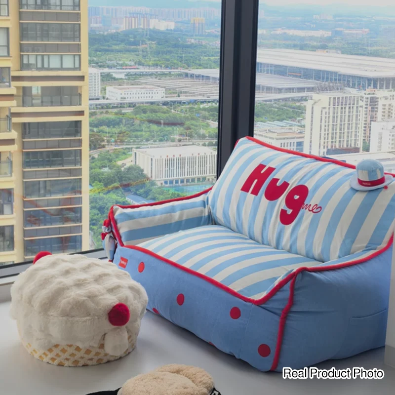 Contemporary Nordic Sherpa Fabric Faux Rabbit Fur EPP Cartoon Cake Removable & Washable Design Low Stool Backless Armless For Living Room & Bedroom