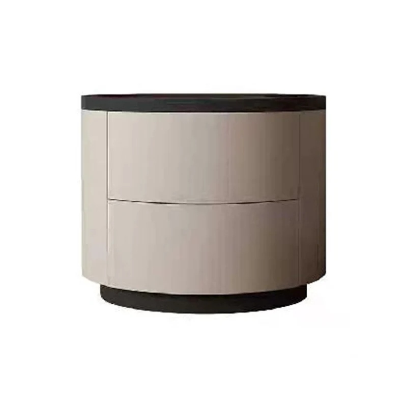 Traditional Vintage Cylinder Nightstand With 2 Drawers - Raised Guardrail Top Bedside Table For Bedroom