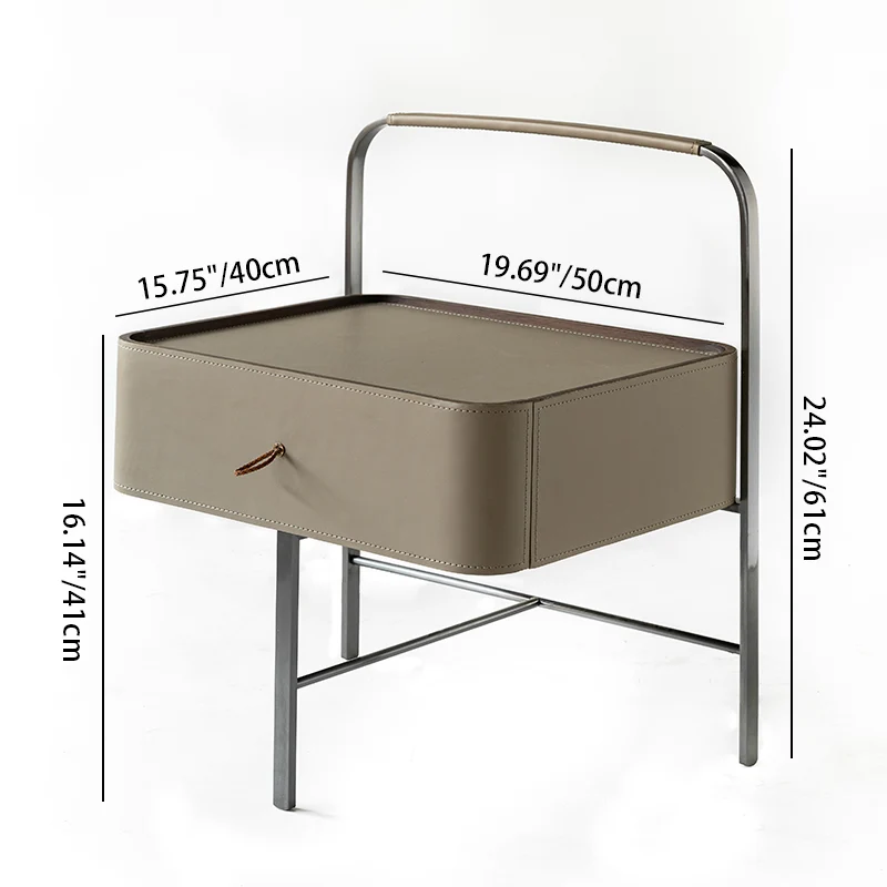 Contemporary Saddle-Style Faux Leather Nightstand With 1 Drawer - Creative Floating Side Table For Bedroom