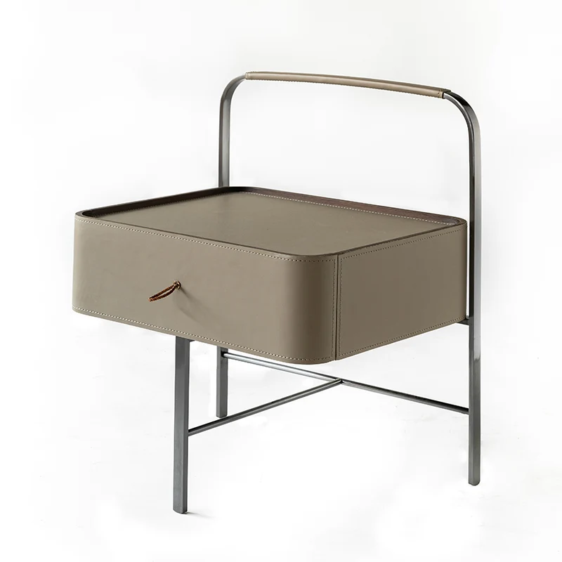 Contemporary Saddle-Style Faux Leather Nightstand With 1 Drawer - Creative Floating Side Table For Bedroom