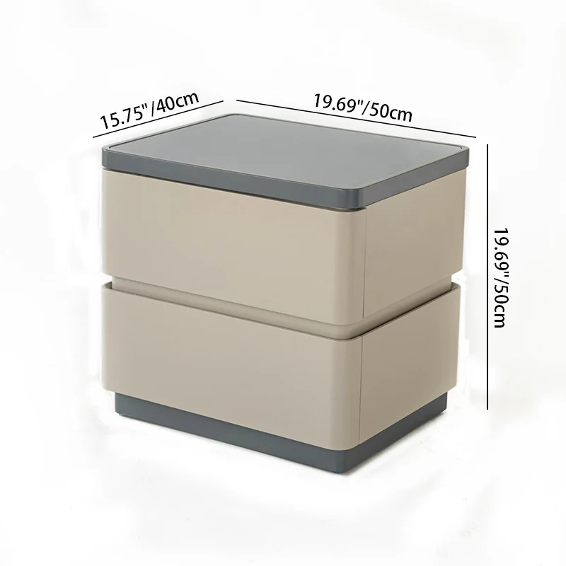 Modern Minimalist Eco-Friendly Bedside Cabinet - Floating Edge 2 Drawers Nightstand For Bedroom