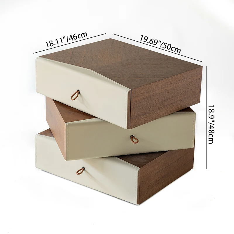 Traditional French Saddle-Style Faux Leather Rotatable Bedside Table - Swivel 3 Drawer Nightstand For Bedroom