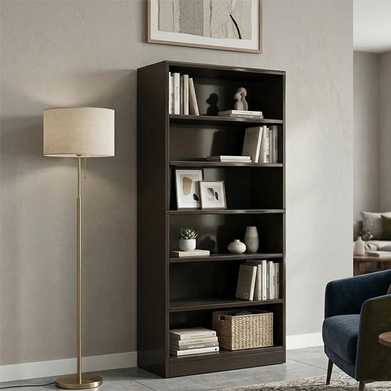 Modern Minimalist Rectangular Eco-Friendly Board Bookshelf 6-Tier For Home & Office