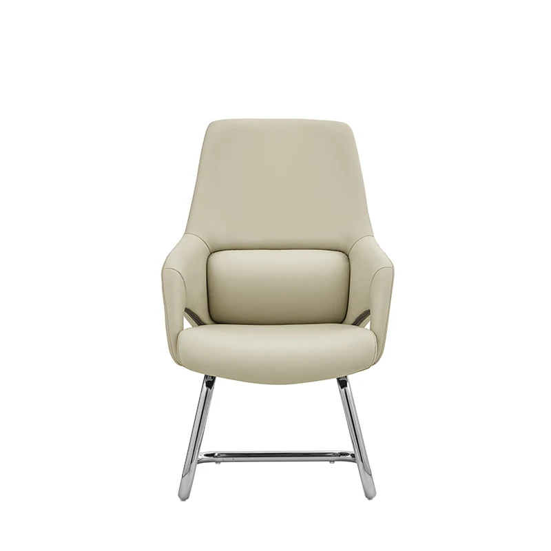 Modern Minimalist Cantilever Plywood Metal Office Chair - Ergonomic Mid-Back Leather Guest Chair For Office & Reception