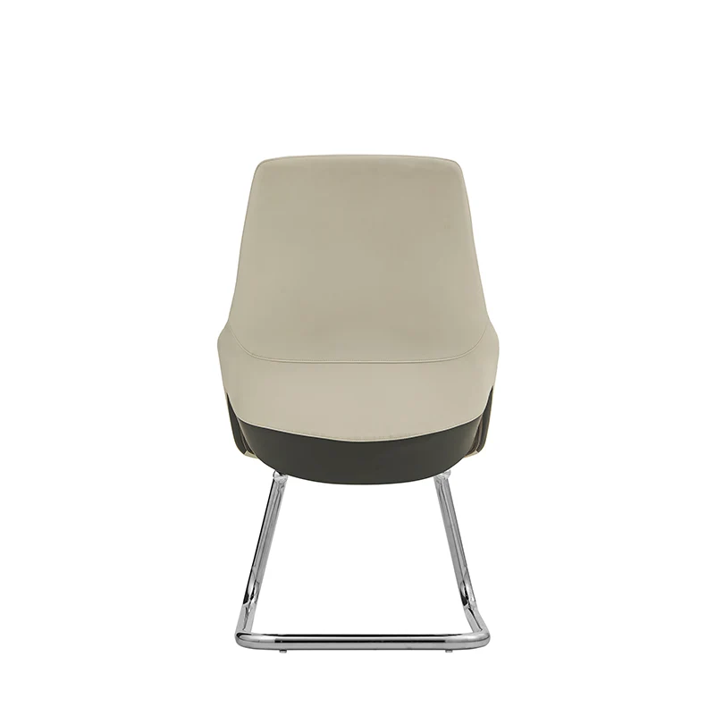 Modern Minimalist Cantilever Plywood Metal Office Chair - Ergonomic Mid-Back Leather Guest Chair For Office & Reception