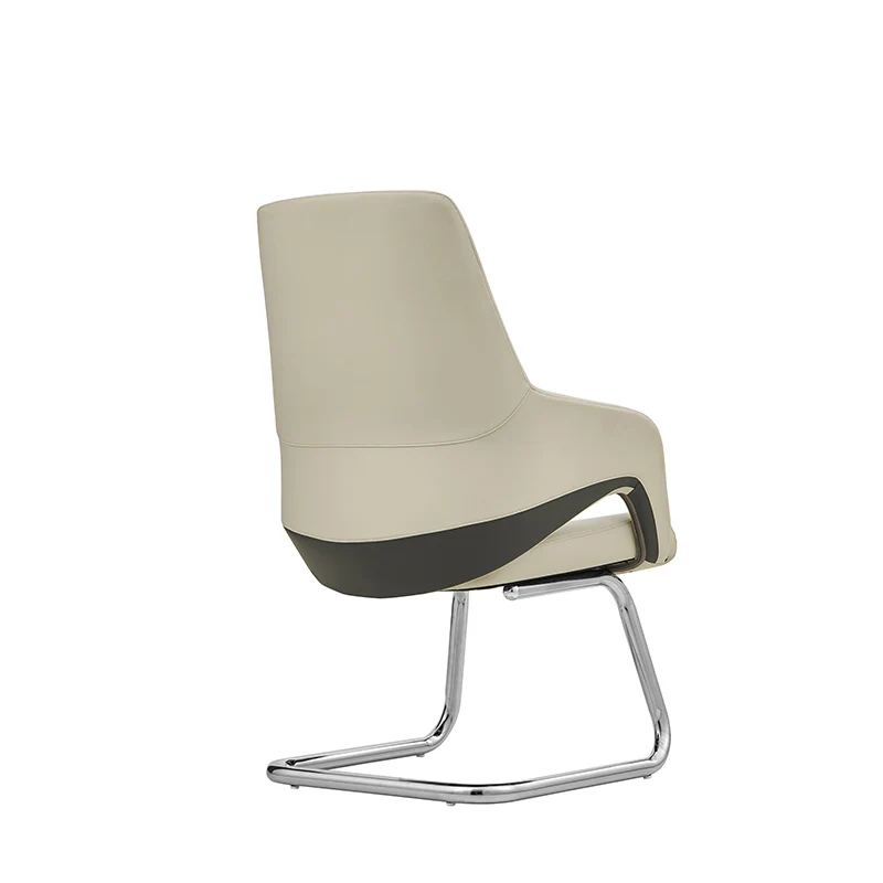 Modern Minimalist Cantilever Plywood Metal Office Chair - Ergonomic Mid-Back Leather Guest Chair For Office & Reception