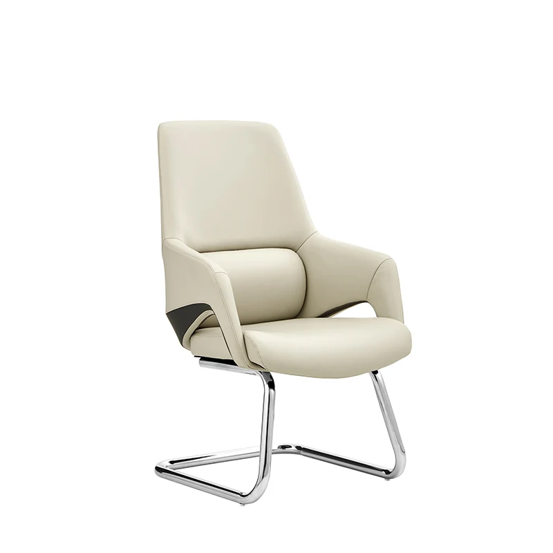 Modern Minimalist Cantilever Plywood Metal Office Chair - Ergonomic Mid-Back Leather Guest Chair For Office & Reception