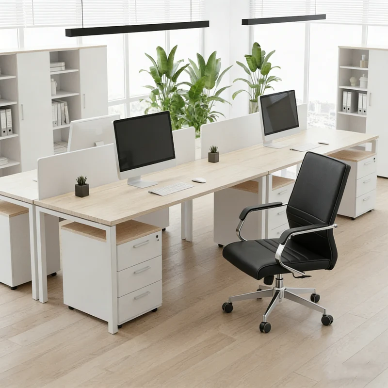 Modern Minimalist Ergonomic Mid-Back Office Chair - Adjustable Height Swivel Leather Plywood Metal Desk Chair With Wheels And Reclining Function