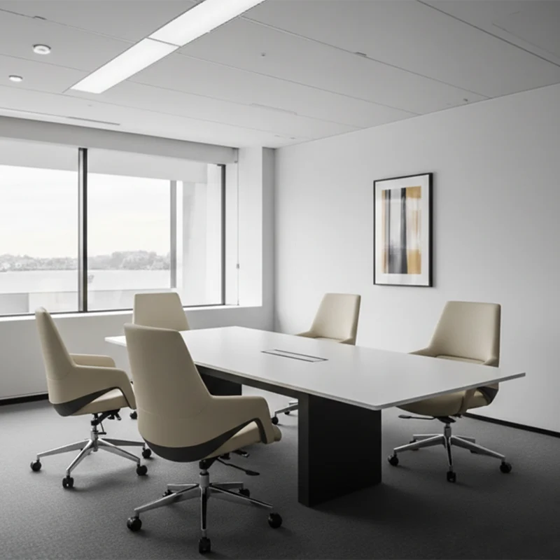 Contemporary Nordic Mid-Back Leather Plywood Metal Office Chair - Ergonomic Executive Desk Chair With Adjustable Height, Swivel Wheels & Reclining Function