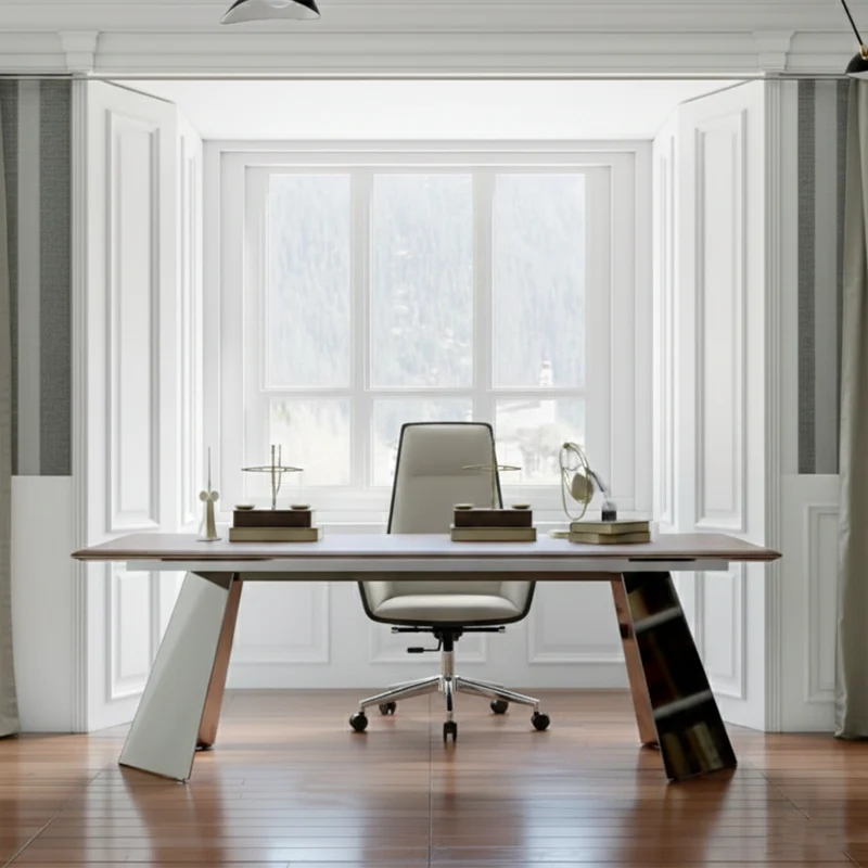 Modern Luxury Ergonomic Executive Chair - Leather Plywood Metal Office High Back Desk Chair With Adjustable Height, Swivel Wheels & Reclining Function