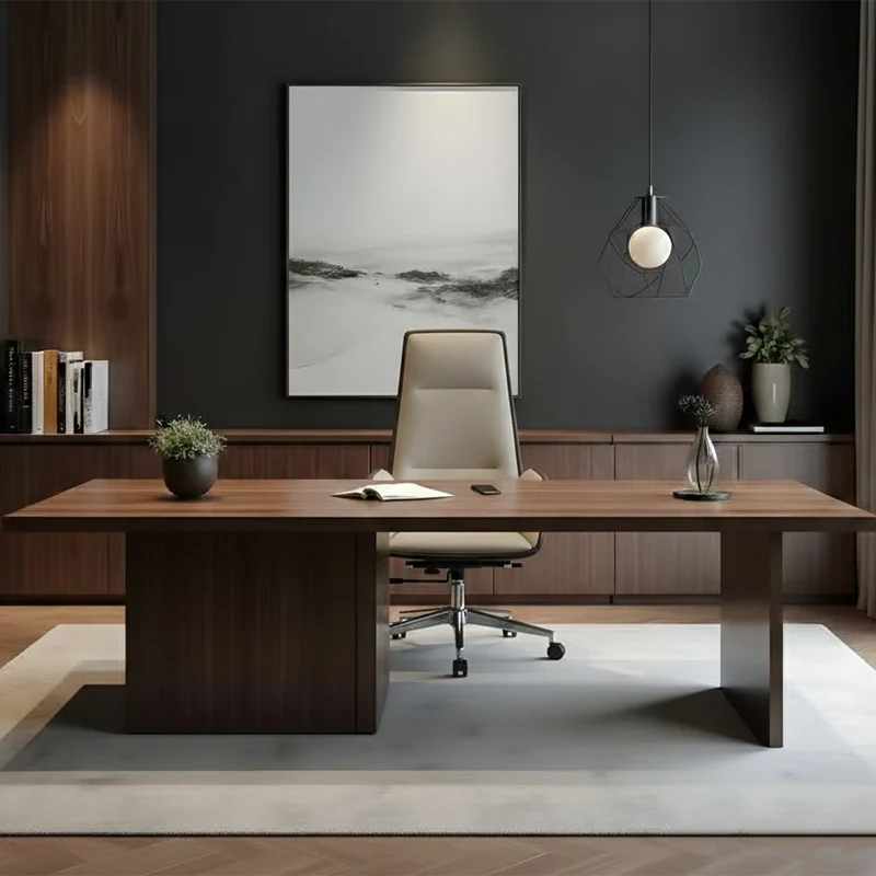 Modern Luxury Ergonomic Executive Chair - Leather Plywood Metal Office High Back Desk Chair With Adjustable Height, Swivel Wheels & Reclining Function