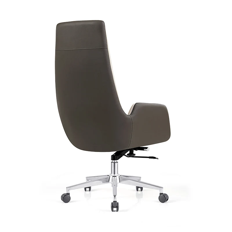 Modern Luxury Ergonomic Executive Chair - Leather Plywood Metal Office High Back Desk Chair With Adjustable Height, Swivel Wheels & Reclining Function