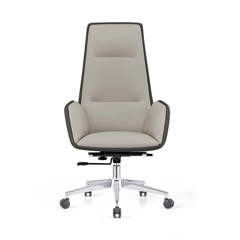 Modern Luxury Ergonomic Executive Chair - Leather Plywood Metal Office High Back Desk Chair With Adjustable Height, Swivel Wheels & Reclining Function