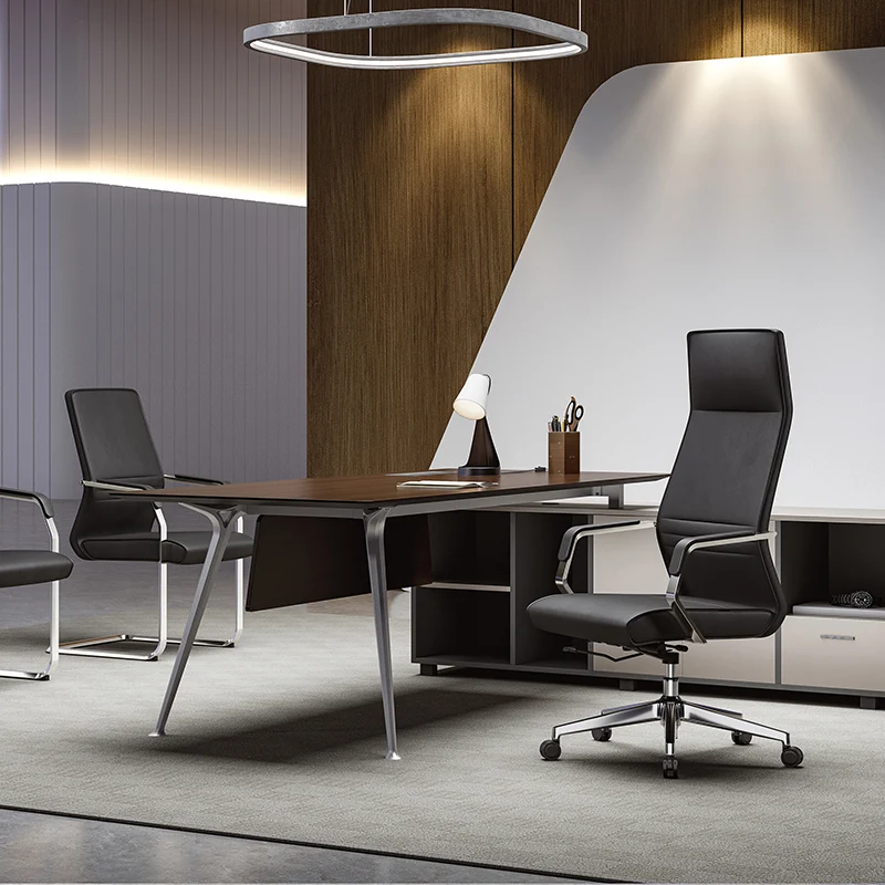 Modern Luxury Ergonomic Office Chair - Leather Executive Desk Chair Plywood & Metal Frame High-Density Foam With Wheels, Swivel, Adjustable Height & Reclining Function