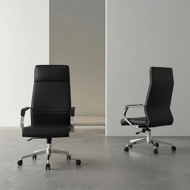Modern Luxury Ergonomic Office Chair - Leather Executive Desk Chair Plywood & Metal Frame High-Density Foam With Wheels, Swivel, Adjustable Height & Reclining Function