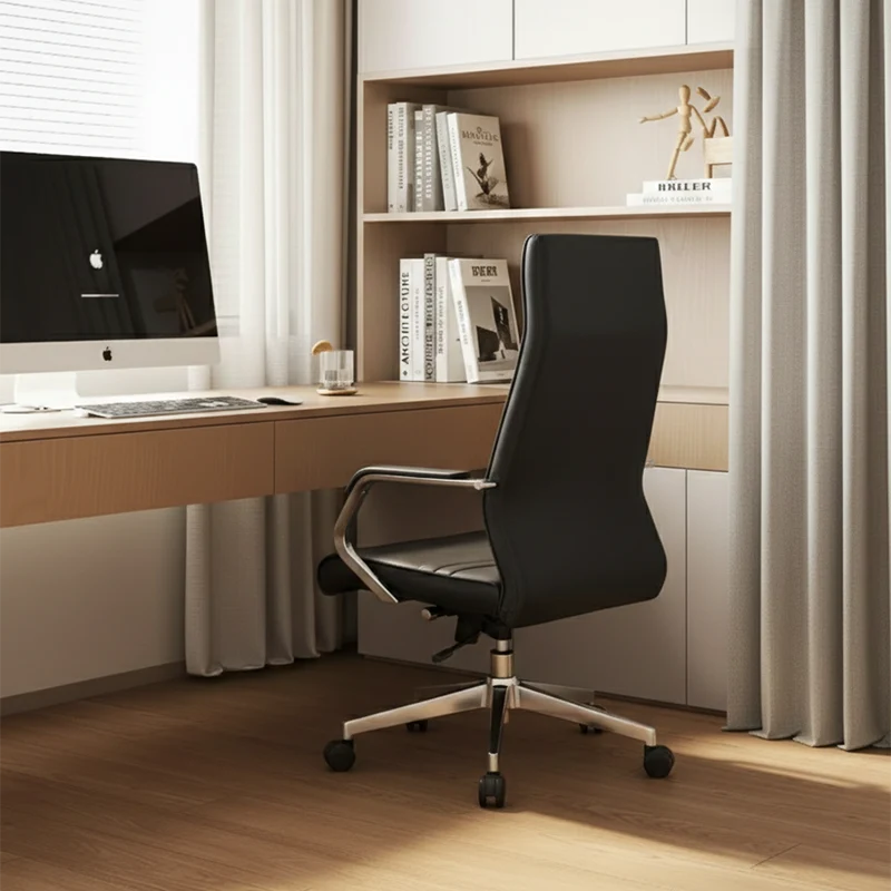 Modern Luxury Ergonomic Office Chair - Leather Executive Desk Chair Plywood & Metal Frame High-Density Foam With Wheels, Swivel, Adjustable Height & Reclining Function