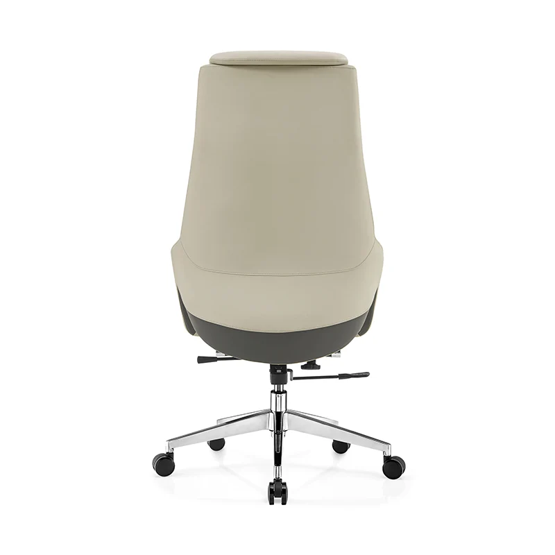 Modern Luxury Ergonomic Executive Office Chair - Adjustable Height Swivel Leather Plywood Metal Desk Chair With Wheels, Reclining Function & Aluminum Base