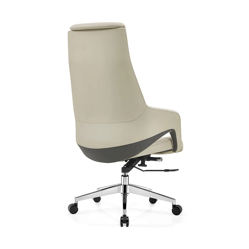 Modern Luxury Ergonomic Executive Office Chair - Adjustable Height Swivel Leather Plywood Metal Desk Chair With Wheels, Reclining Function & Aluminum Base