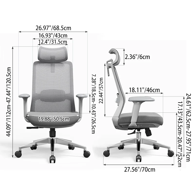 Ergonomic Adjustable Manager Desk Chair - Minimalist Durable High-Back Chair With 4D Adjustable Armrests & Silent Casters For Home Office