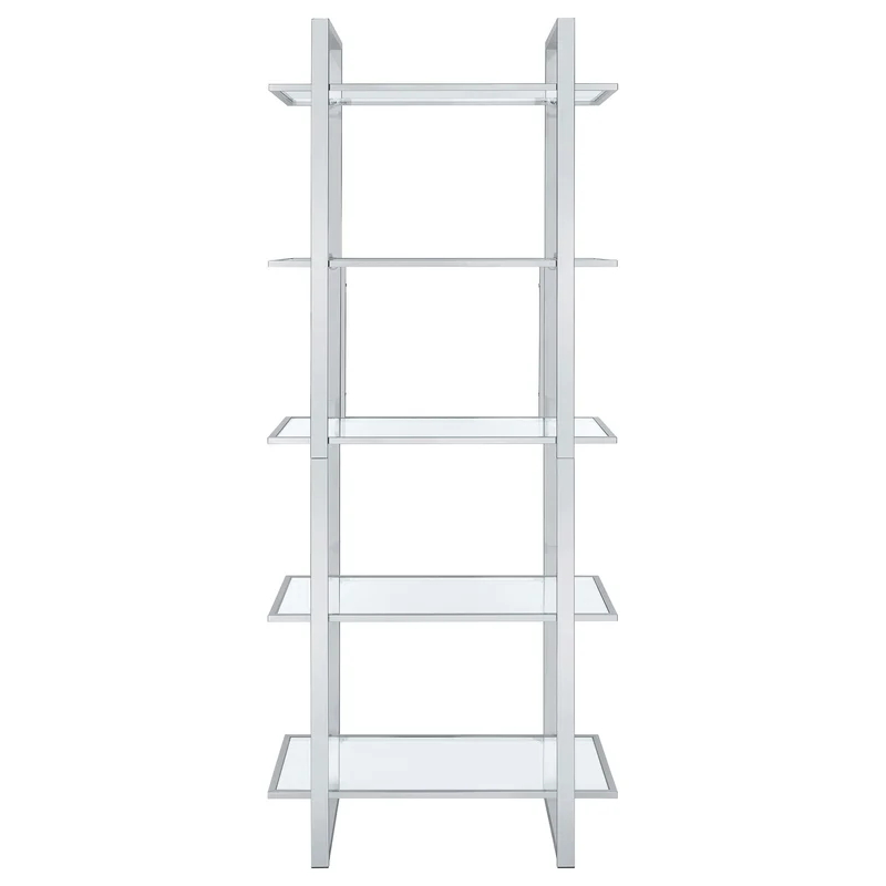 Coaster Furniture Hartford 805538 79-inch 5-shelf Glass Bookshelf - Chrome
