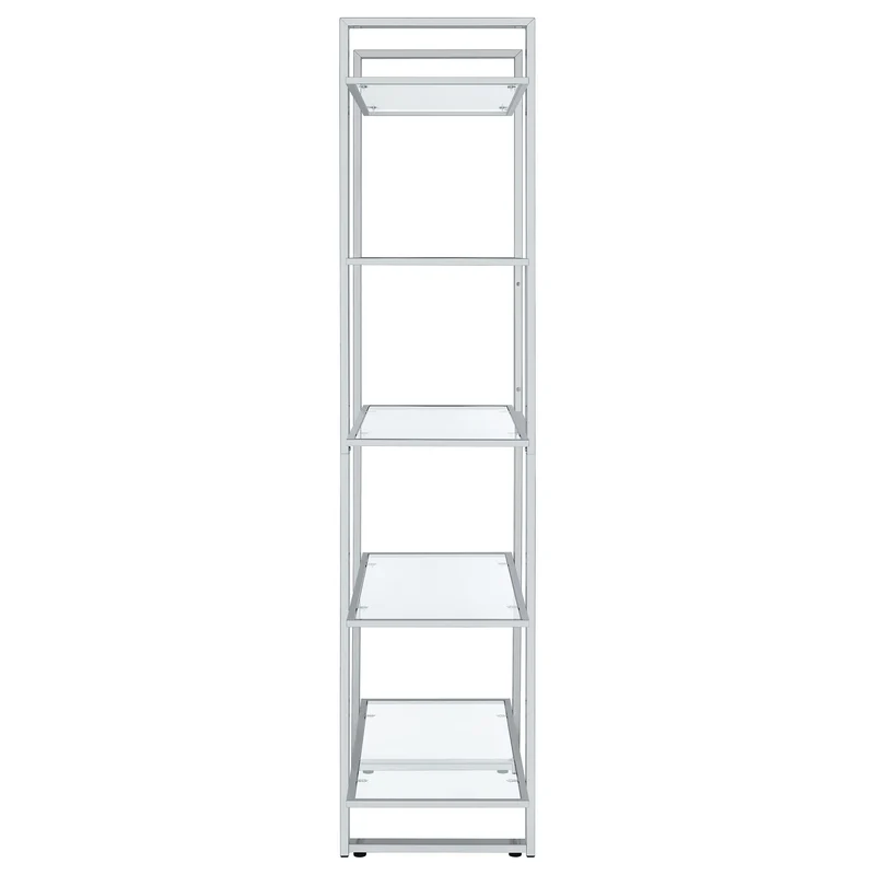 Coaster Furniture Hartford 805538 79-inch 5-shelf Glass Bookshelf - Chrome
