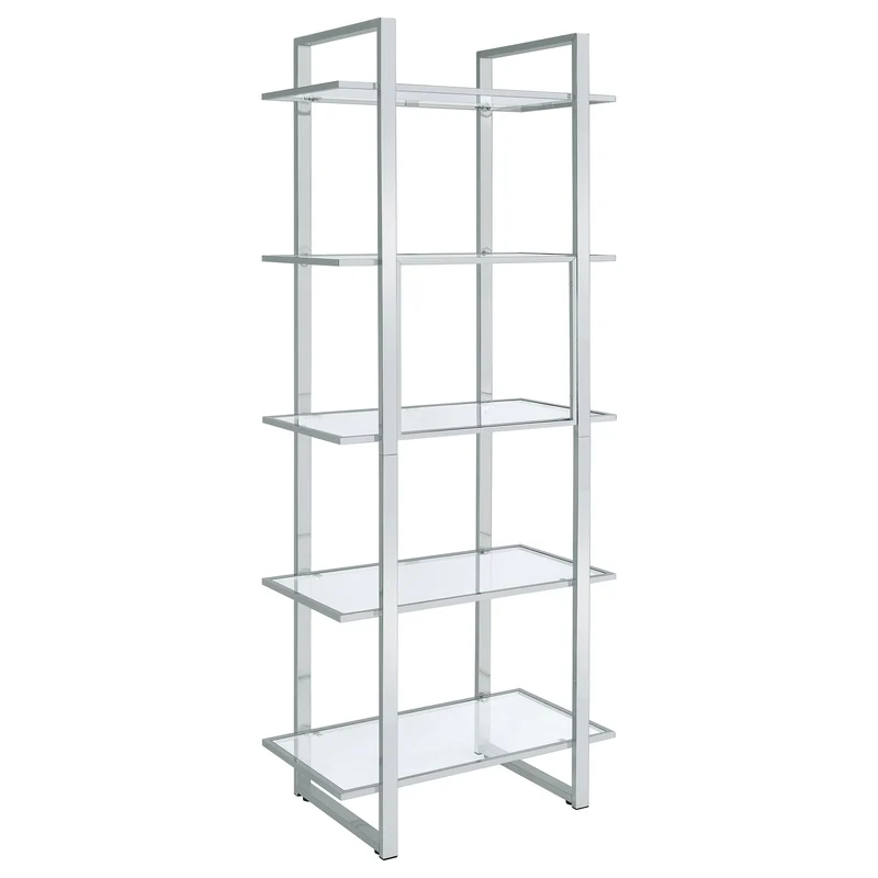 Coaster Furniture Hartford 805538 79-inch 5-shelf Glass Bookshelf - Chrome
