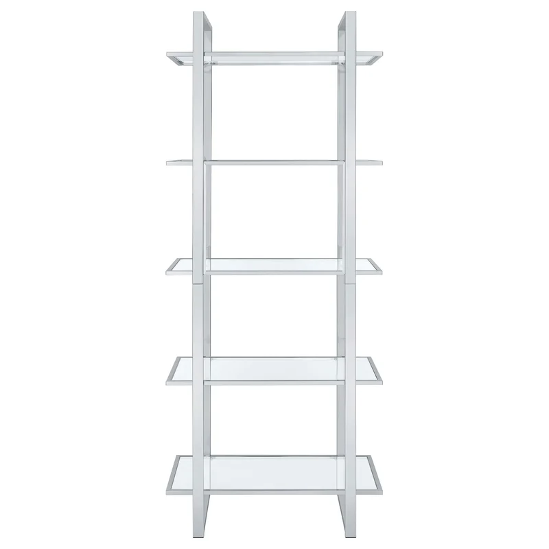 Coaster Furniture Hartford 805538 79-inch 5-shelf Glass Bookshelf - Chrome