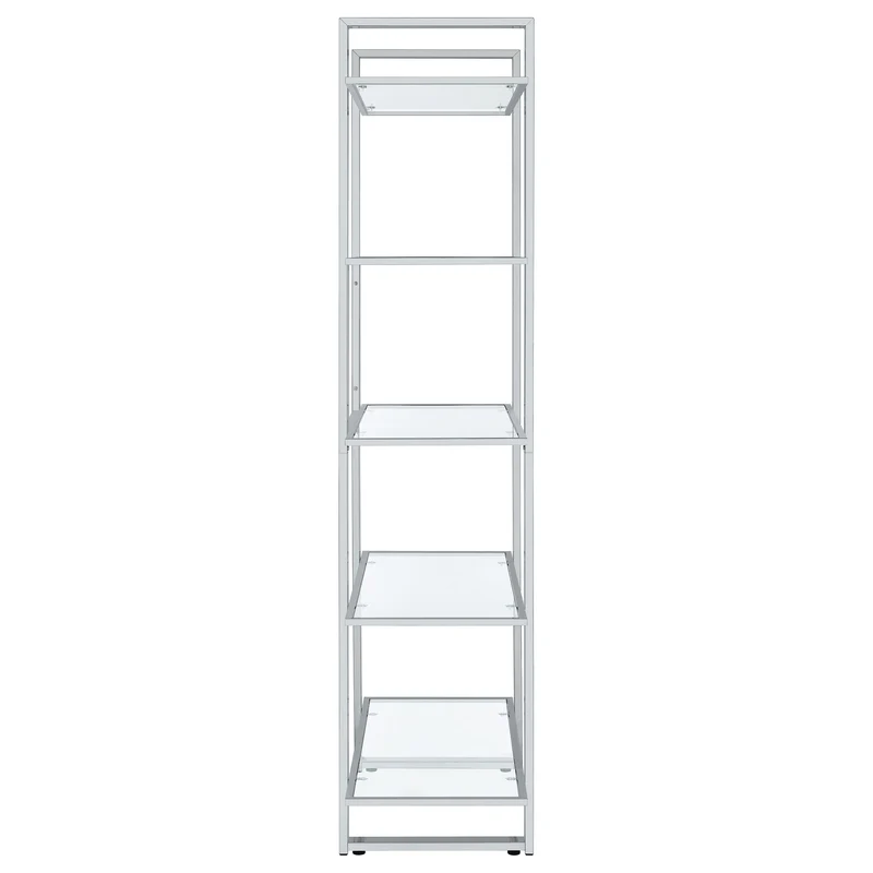Coaster Furniture Hartford 805538 79-inch 5-shelf Glass Bookshelf - Chrome