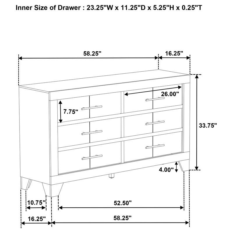 Coaster Furniture Trenton 225063 6-drawer Bedroom Dresser - Rustic Cream