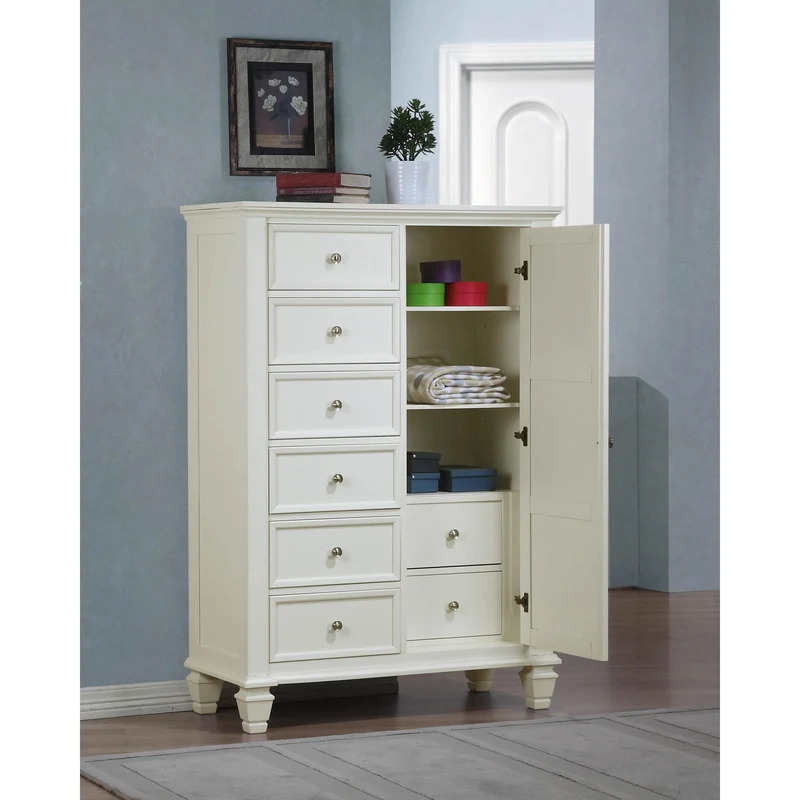 Coaster Furniture Sandy Beach 201308 8-Drawer Door Chest - Cream White