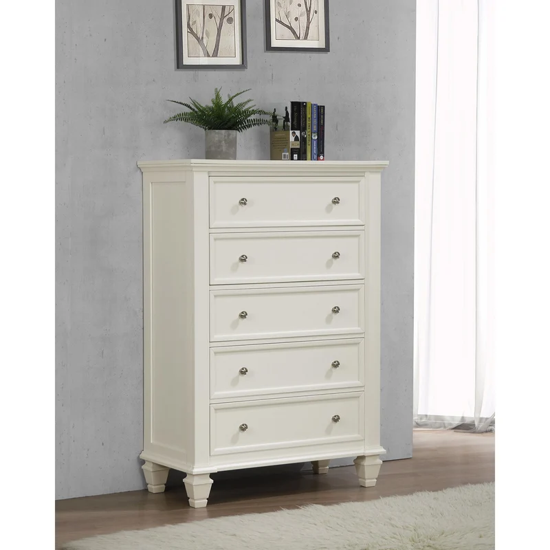 Coaster Furniture Sandy Beach 201305 5-Drawer Bedroom Chest - Cream White