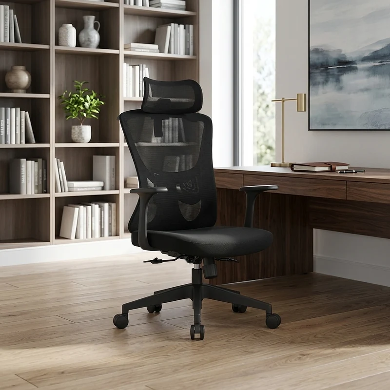 Versatile Minimalist Design High-Back Mesh Staff Chair - Soft Contoured Lumbar Support Office Chair For Home Office