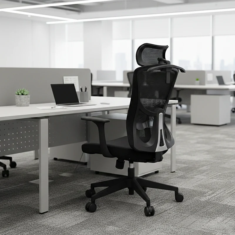 Versatile Minimalist Design High-Back Mesh Staff Chair - Soft Contoured Lumbar Support Office Chair For Home Office