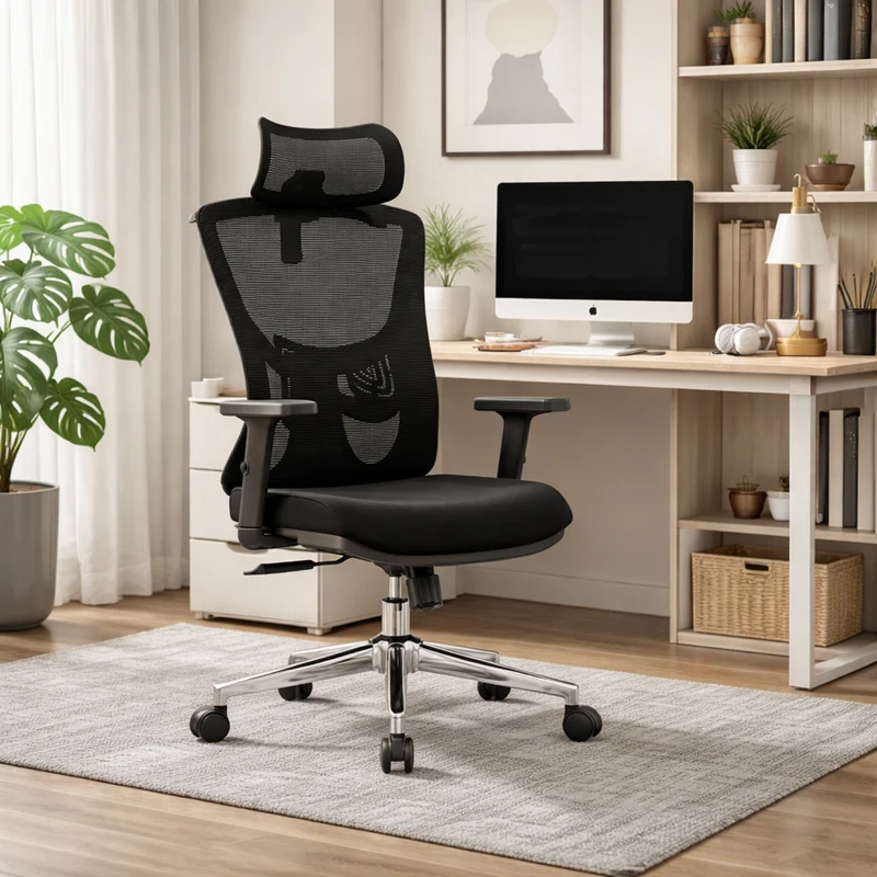 Modern Minimalist High-Back Mesh Executive Chair - High-Load Electroplated Base & Silent Casters Ergonomic Office Chair For Home Office
