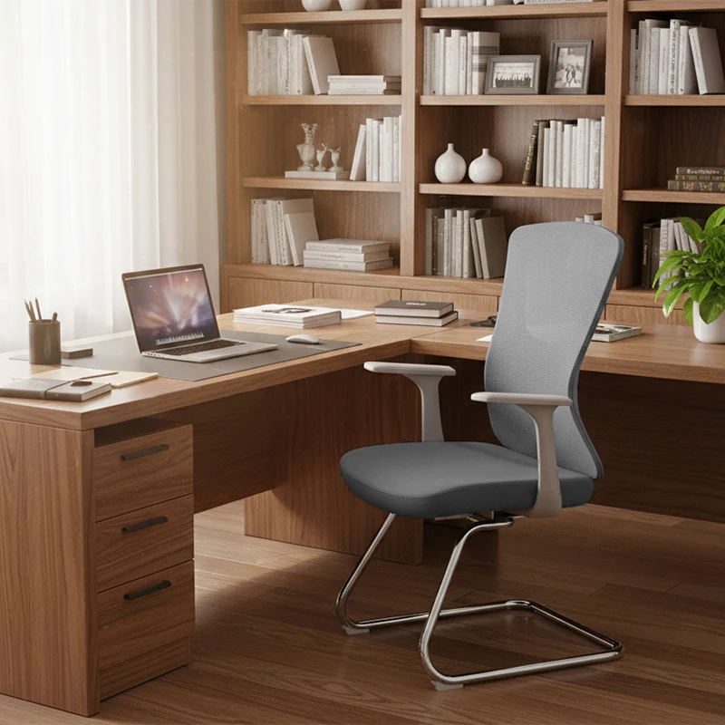 Modern Minimalist Mesh Cantilever Reception Chair - Breathable Mesh Ergonomic Electroplated Steel Frame Office Chair For Home Office