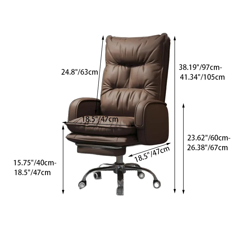 Modern Minimalist Rectangular PU Leather Steel Aluminum Alloy Swivel Mobile Desk Chair Backrest Armrest For Home Office